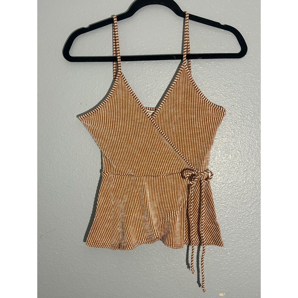 Caution to the Wind Brown Striped Crop Top